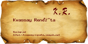 Kvassay Renáta névjegykártya