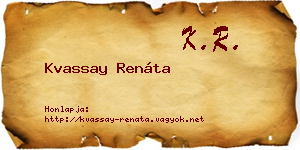 Kvassay Renáta névjegykártya